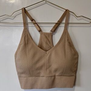 PINK Victoria's Secret| NEW Tan Ribbed Athletic Sports Bra Sz S/DD NWT!